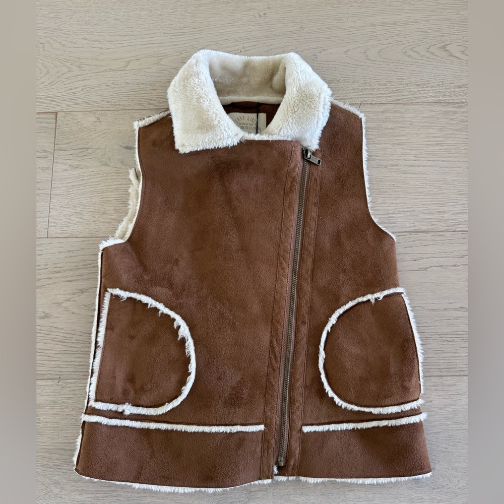 NWT ZARA Girls Faux Suede Vest Jacket size 9/10